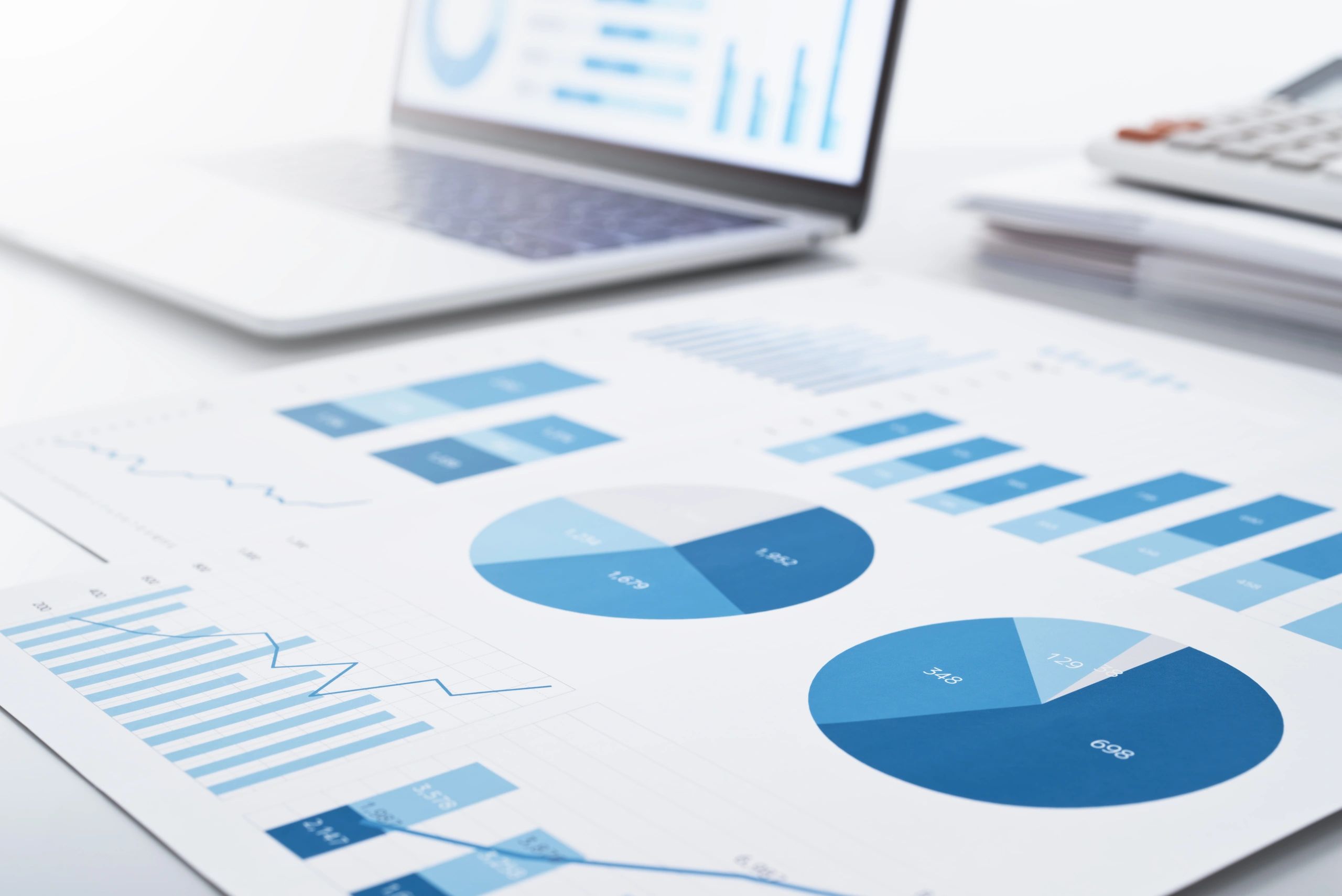 Analytics and reporting visuals on a laptop